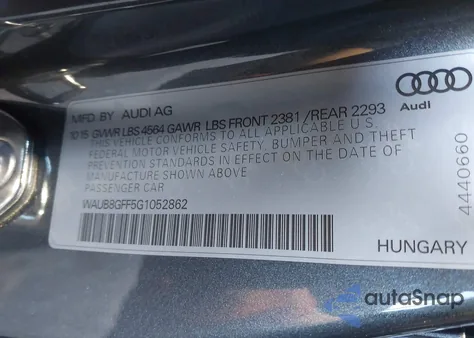 2016 Audi A3 2.0T Premium from USA, damaged, VIN WAUB8GFF5G1052862